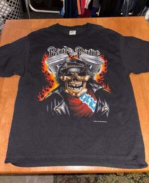 Vintage Thunder Sportswear Born to Ride Skull Biker T-Shirt Size Large